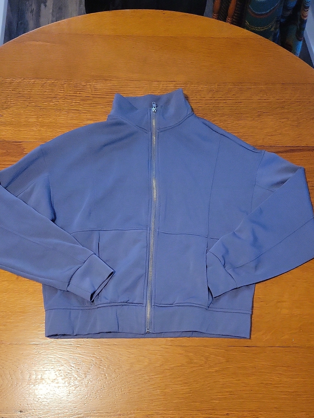 Women's Zip-Front Bomber Jacket in Slate Blue